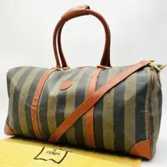 高級・大容量✨FENDI 2way ボストンバッグ ペカン柄 ロゴ金具 ゴールド
