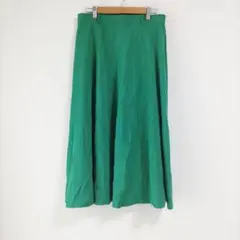 〈micmac〉ロングフレアスカート　緑　裏地有　華やか