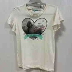 ハートプリント フリル袖 Tシャツ L (160)