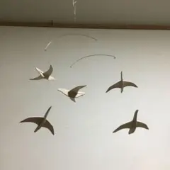 モビール 「鳥」5羽　木製　ハンドメイド