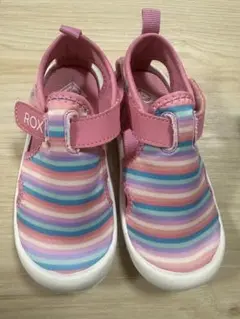 ROXY ピンク ストライプ サンダル