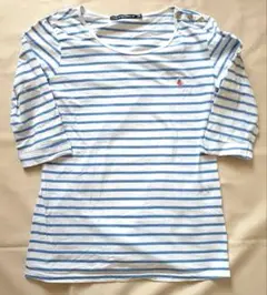 訳あり　POLO ESTABLISHED 67　 ストライプ七分袖　Tシャツ M