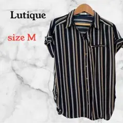 【Lutique 】ストライプ 半袖シャツ M シンプル　大人見え　夏　シック