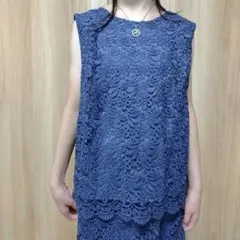 新品未使用【ユニクロ】ダークブルー レース ノースリーブチュニック200円値下げ