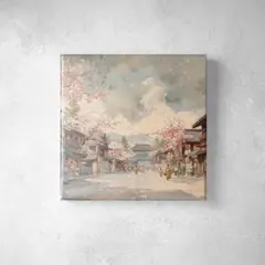 江戸風情漂う桜の街並み アートキャンバス