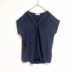 アルマデザイン　トップス　半袖　M ネイビー　透け感　ゆったり　シンプル　春　夏