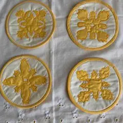 花柄刺繍コースター4枚セット