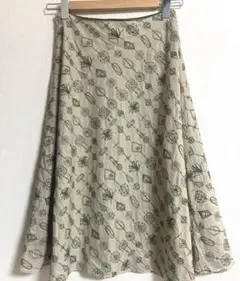 ●ホコモモラ●刺繍フレアースカート●グリーン●40サイズ●
