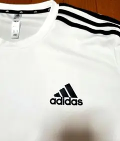 adidas　ランニングシャツ XL ホワイト 3本ライン