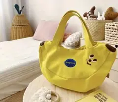 バナナ　トートバッグ バナナプリント　キャンバストートバッグ　バナナバッグ