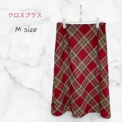 ミノレ丈スカート チェック柄 レッド Mサイズ 送料無料 古着