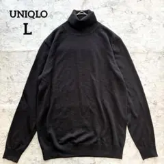 【UNIQLO】ユニクロ タートルネックセーター 薄手ニット ブラック 黒 L