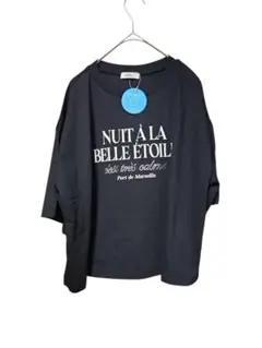 earth music&ecology 五分袖Tシャツ ブラック　サイズフリー