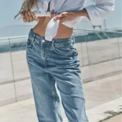 新品【ZARA】Z1975 ハイライズ ストレート デニムパンツ 36 ザラ
