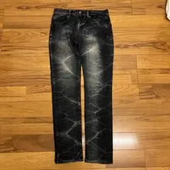 【美品】ダメージ加工 ブラックデニム ウエスト73cmメンズ