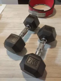 ヘックスダンベル 7kg × 2個 合計14kg ペアダンベル 筋トレ ラバー