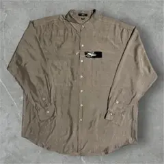 90s デッドストック phiz フィズ シルク 長袖シャツ カーキ