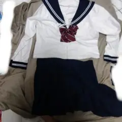 セーラー服上下 2XL 白ネイビー