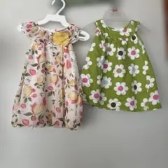 レモン柄フリルドレス（新品未使用）と花柄ノースリーブドレスセット（used）