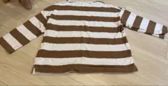 無印良品　ドロップショルダーTシャツ Lサイズ　ブラウン✖️ホワイト