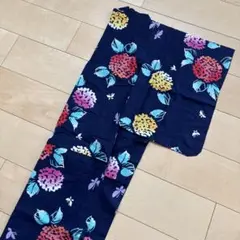 浴衣　あじさい柄　濃紺