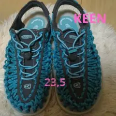 KEEN メッシュ編み スポーツサンダル グレー/グリーンエメラルドグリーン美品