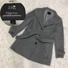 【大きいサイズ】23区 ニジュウサンク アンゴラ混 グレー コート 44