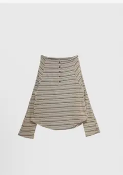 Enewd nina stripe button off shoulder t