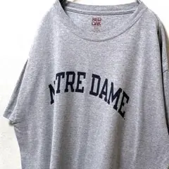 レッドオーク ノートリダム ロゴ Tシャツ グレー 灰色 XL 古着