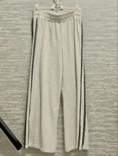 グレー サイドレース ライン スウェットパンツ
