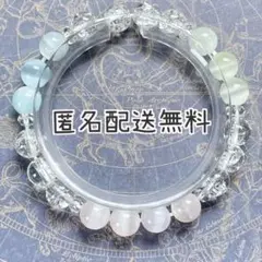 パステルカラーセレナイト&クラッククォーツ　ブレスレット　内径約16cm