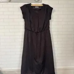 Te chichi ダークブラウン ドット柄 半袖ワンピース