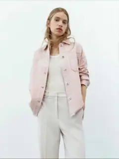 ZARA フリンジヘムコットンシャツジャケット S