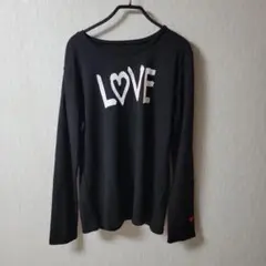 アンドラブ、LOVEプリント黒長袖Tシャツ　未使用、試着のみ