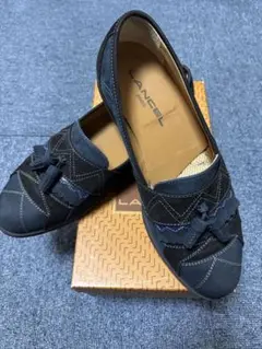 LANCEL ネイビーフラットシューズ26.5cm