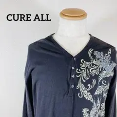 CURE ALL鳳凰プリントVネック長袖カットソー 和柄