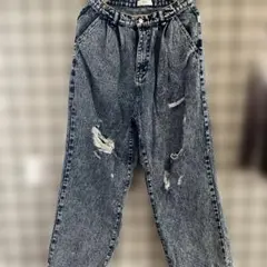 アドラー　ケミカルウォッシュワイドダメージデニム