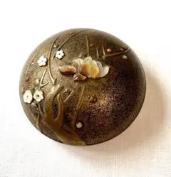 芝山細工 明治期蒔絵香合 梨地