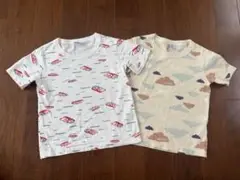 プチバトーボート柄と雲柄Tシャツ2枚セット 116cm