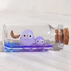 小さなボトルシップ【ふくろう親子】レジンハンドメイド