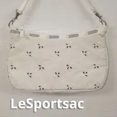 LeSportsac 刺繍ポシェット ホワイト ハンドバッグ