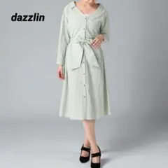 ダズリン　dazzlin ☆シャツワンピース/ベルト付き/グリーンストライプ