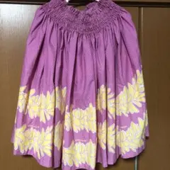 フラダンス用スカート ピンクとイエロー花柄