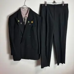 【5点セット】カジュアルダブルスーツセットアップ　柄シャツピンバッジ　セレモニー