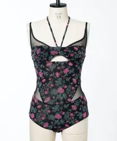 FETICO FLORAL PRINT VELOUR BODYSUTS