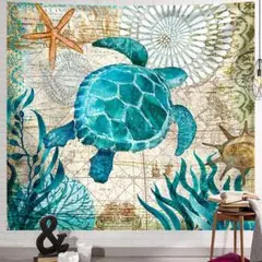 タペストリー壁飾り 壁掛け装飾布 背景 海亀のデザイン 150ｘ130cm