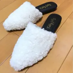 ミュール サンダル ボア 白 ホワイト 秋 冬