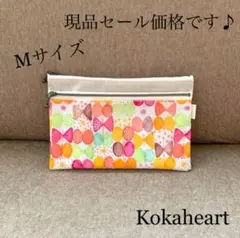 現品セール☆Mサイズ☆母子手帳&お薬手帳☆ダブルファスナーポーチ☆アートリボン