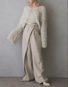 【新品】ベージュ ラップワイドパンツ　ANDREA &co