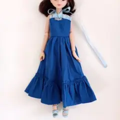 【青いドレス】ハンドメイド　リカちゃん服　22cmドール